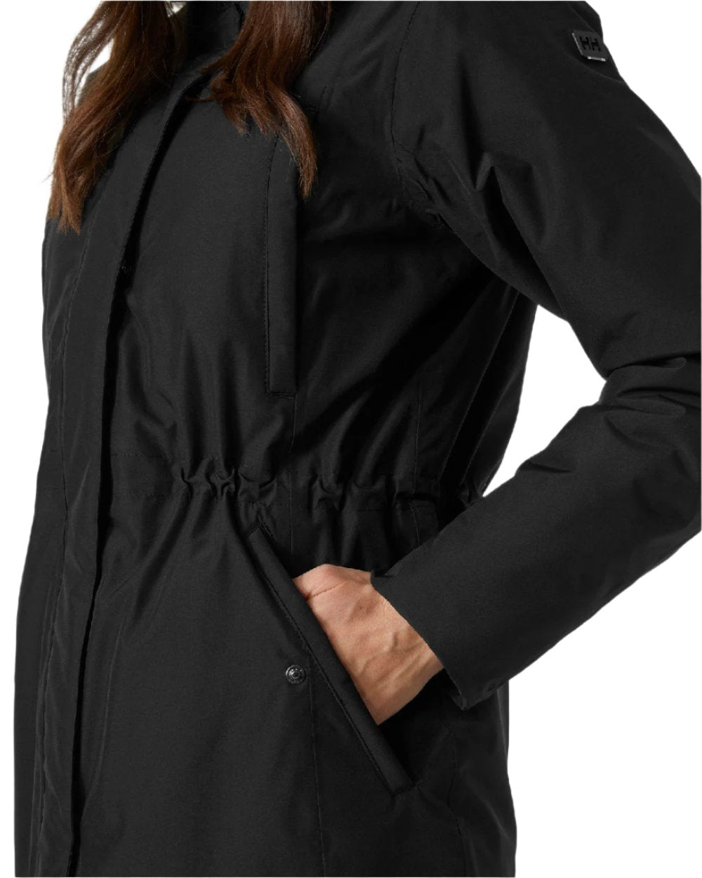 Black Helly Hansen Womens Irma Parka on white background 