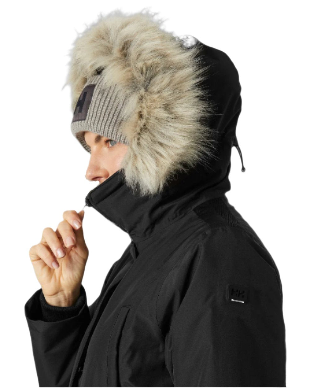 Black Helly Hansen Womens Irma Parka on white background 