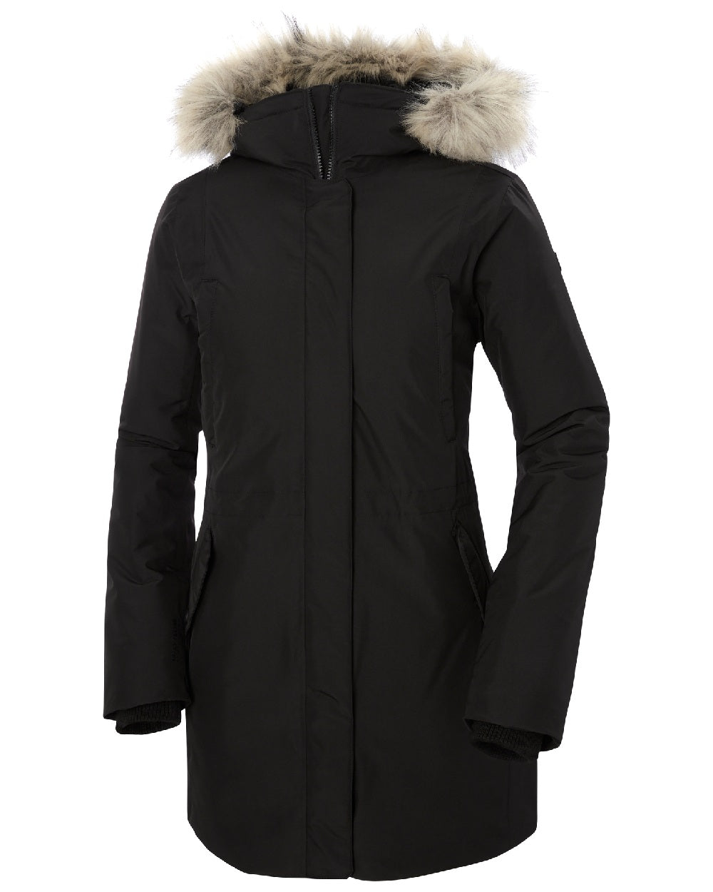 Black Helly Hansen Womens Irma Parka on white background 