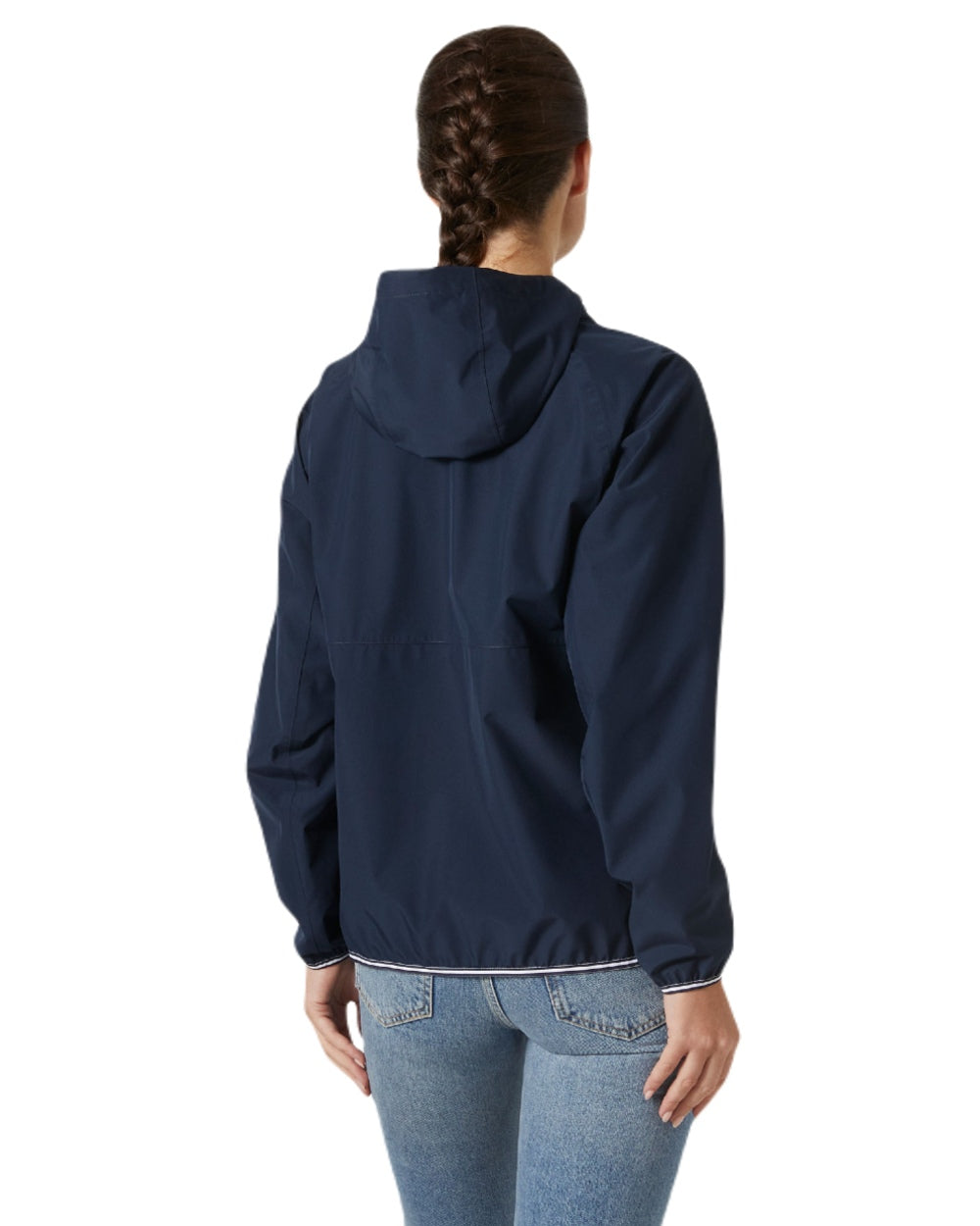 Navy coloured Helly Hansen Womens Koster Rain Jacket on white background 