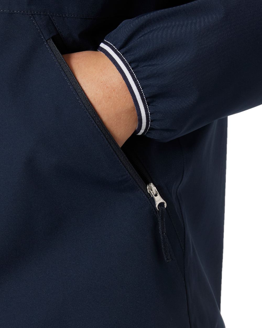 Navy coloured Helly Hansen Womens Koster Rain Jacket on white background 