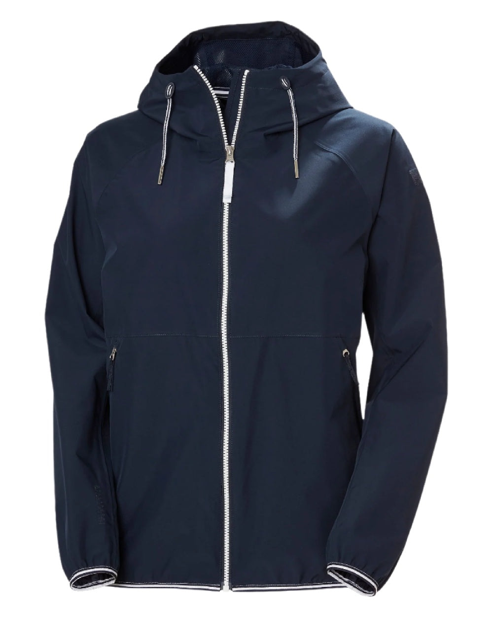 Navy coloured Helly Hansen Womens Koster Rain Jacket on white background 