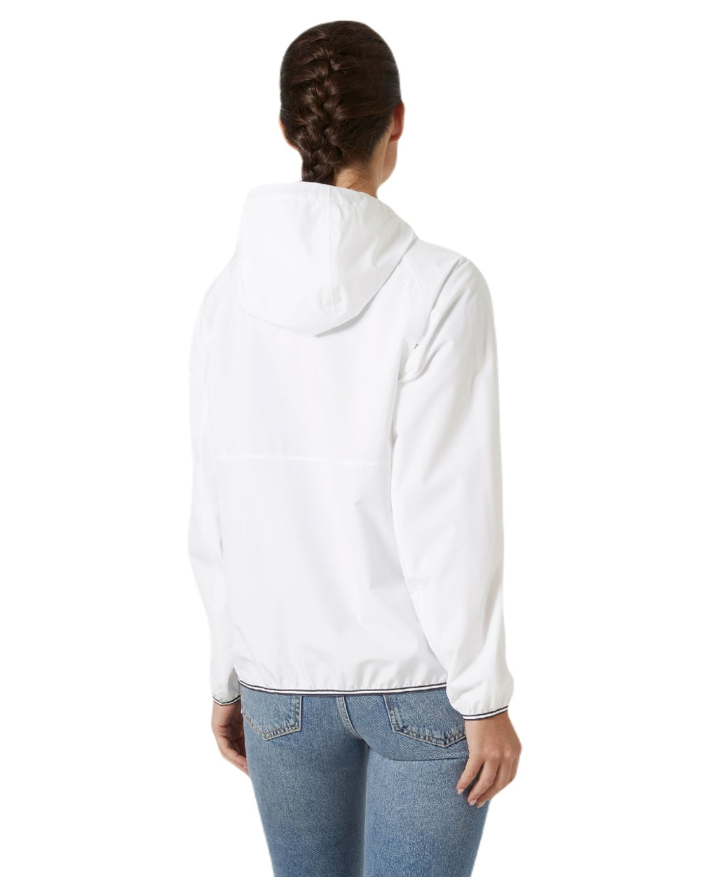 White coloured Helly Hansen Womens Koster Rain Jacket on white background 