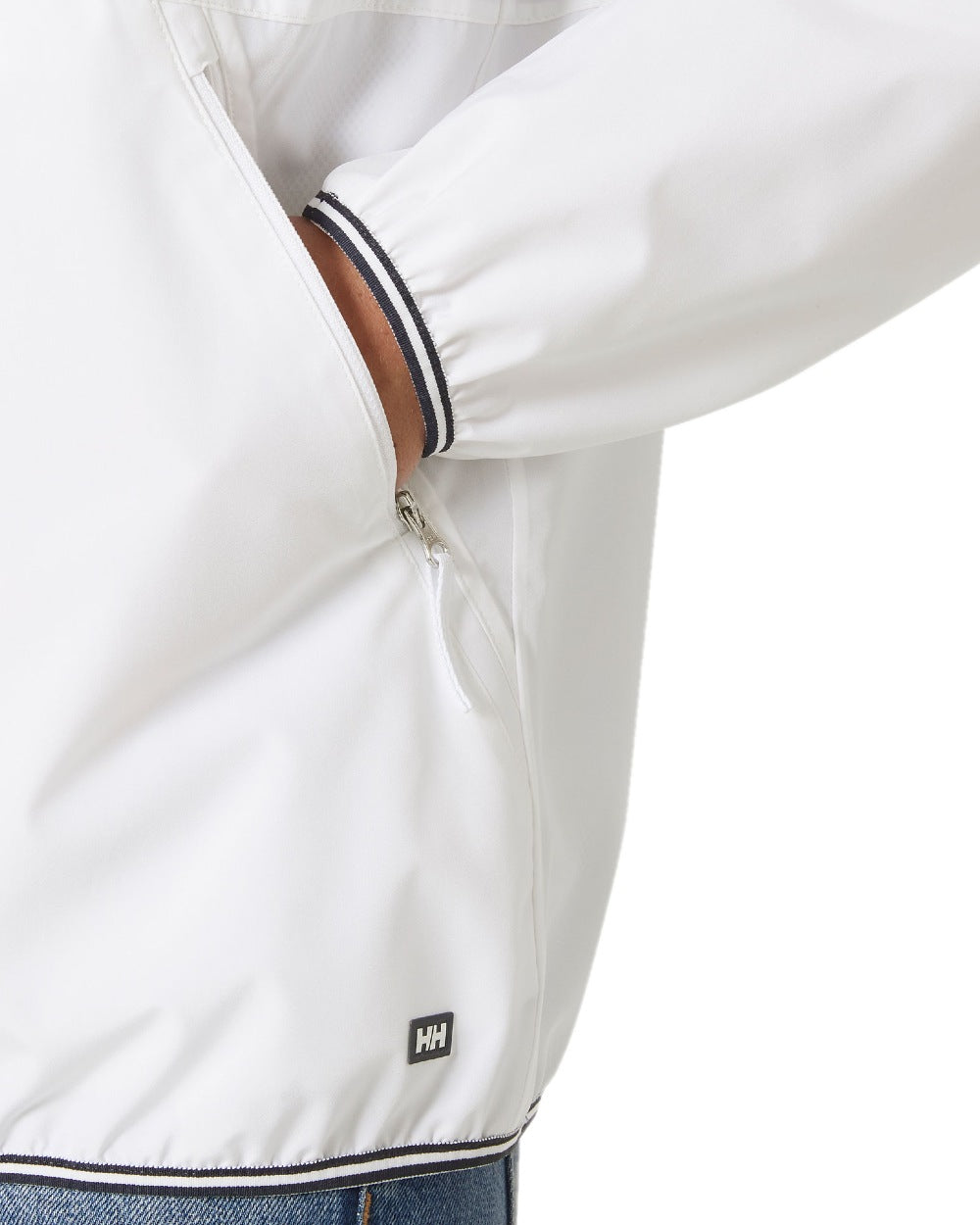 White coloured Helly Hansen Womens Koster Rain Jacket on white background 
