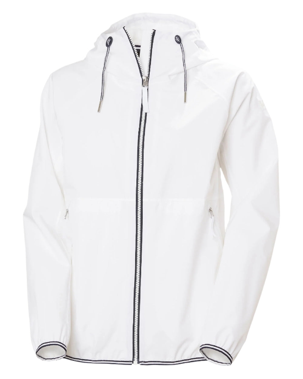 White coloured Helly Hansen Womens Koster Rain Jacket on white background 