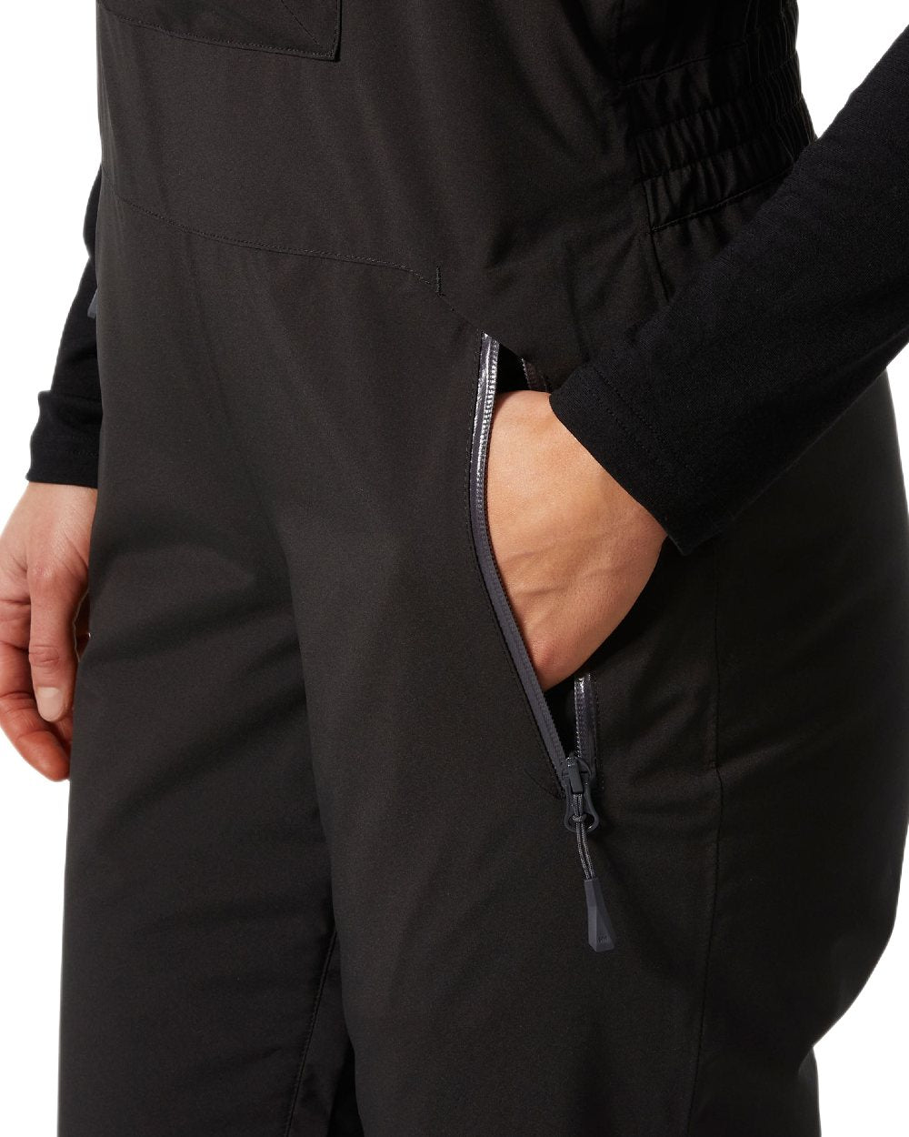 Black Coloured Helly Hansen Womens Legendary Insulated Bib Pants on white background 