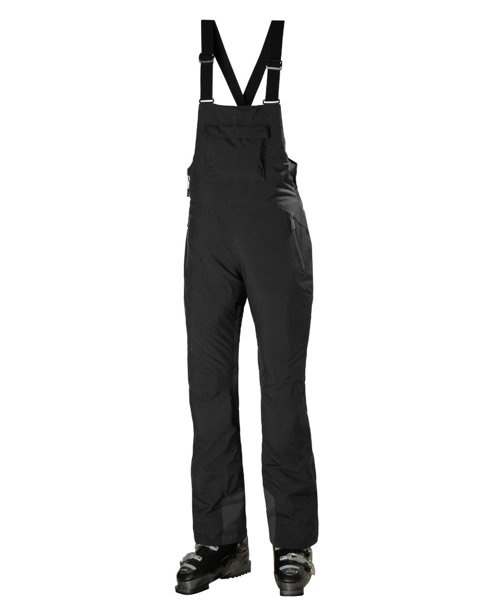 Black Coloured Helly Hansen Womens Legendary Insulated Bib Pants on white background 