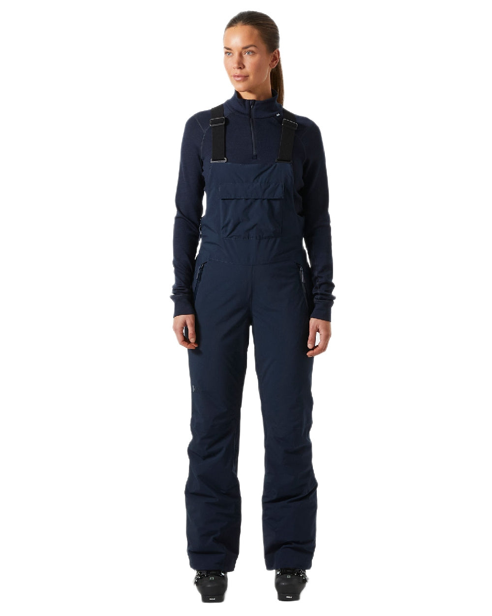 Navy Coloured Helly Hansen Womens Legendary Insulated Bib Pants on white background 