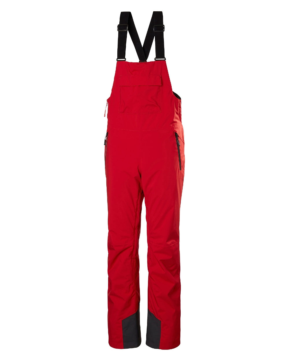 Red Coloured Helly Hansen Womens Legendary Insulated Bib Pants on white background 