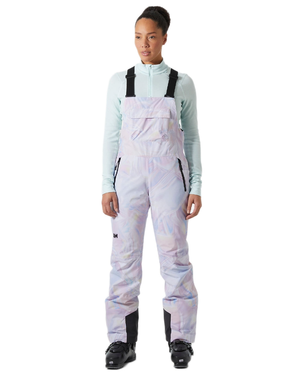 Reflections Aop Coloured Helly Hansen Womens Legendary Insulated Bib Pants on white background 