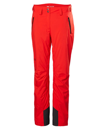 Alert Red Coloured Helly Hansen Womens Legendary Insulated Ski Pants on white background 