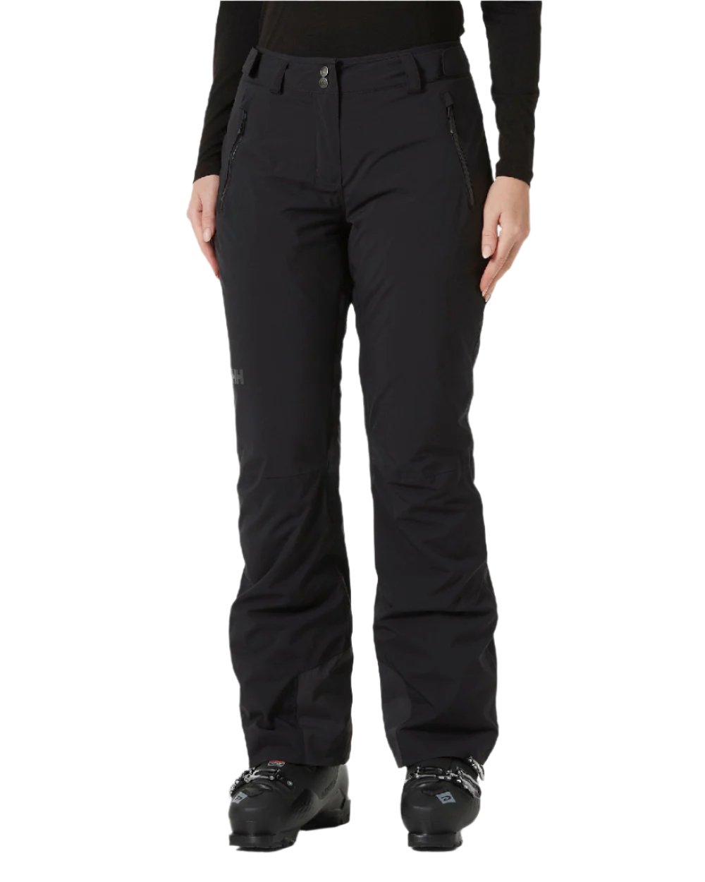 Black Coloured Helly Hansen Womens Legendary Insulated Ski Pants on white background 