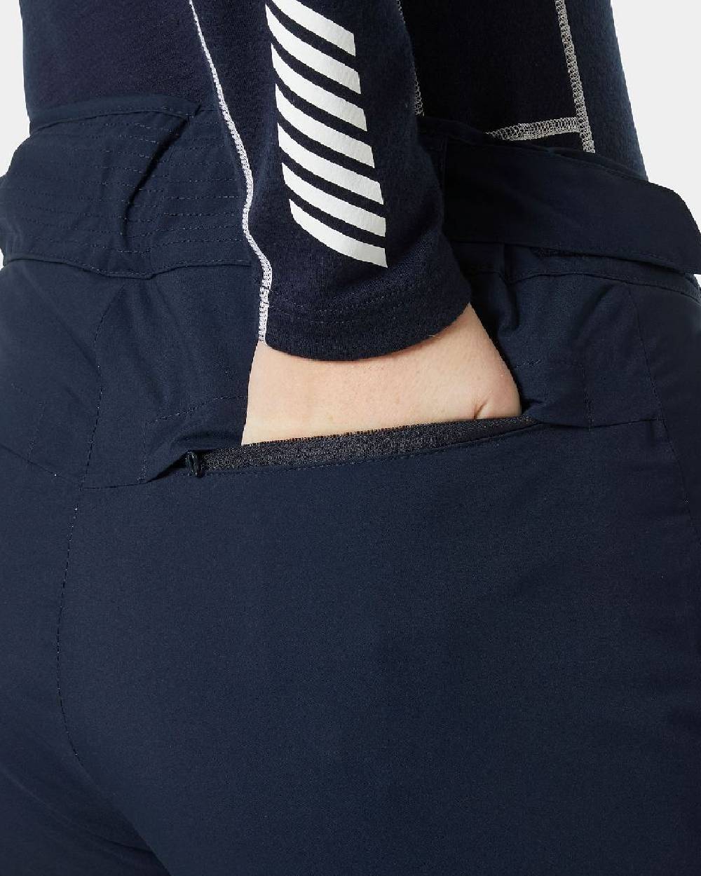 Navy Coloured Helly Hansen Womens Legendary Insulated Ski Pants on white background 
