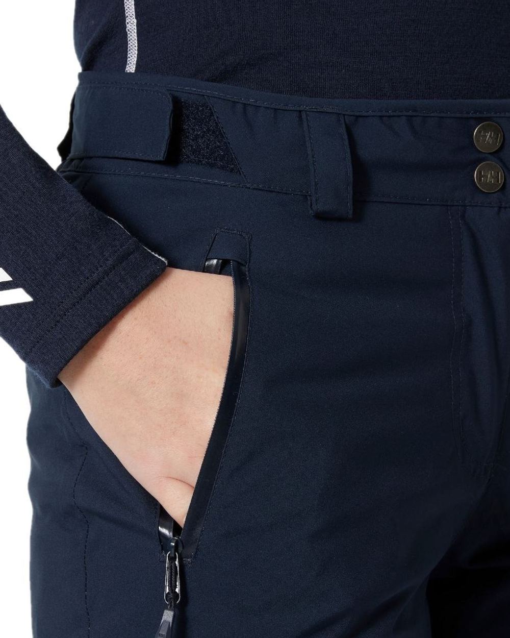 Navy Coloured Helly Hansen Womens Legendary Insulated Ski Pants on white background 