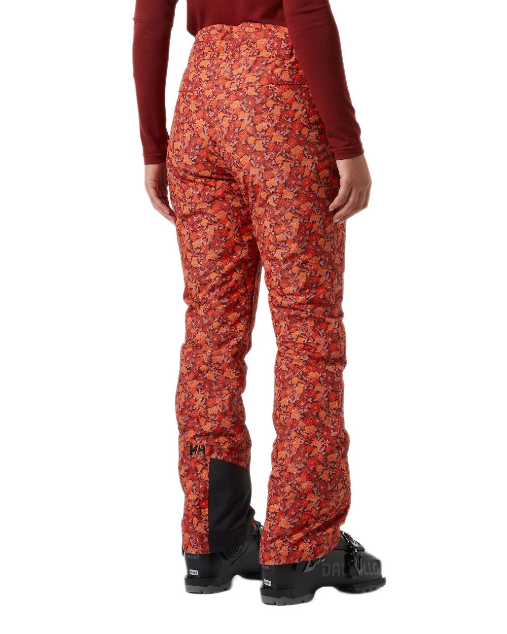 Red Flower Aop Small Coloured Helly Hansen Womens Legendary Insulated Ski Pants on white background 
