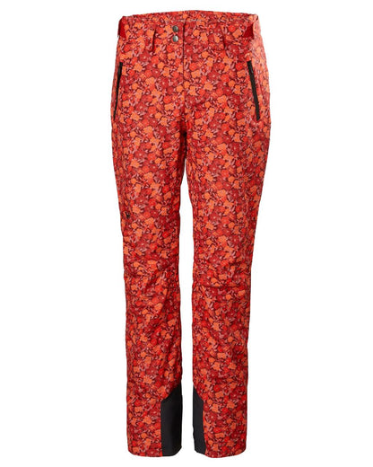 Red Flower Aop Small Coloured Helly Hansen Womens Legendary Insulated Ski Pants on white background 