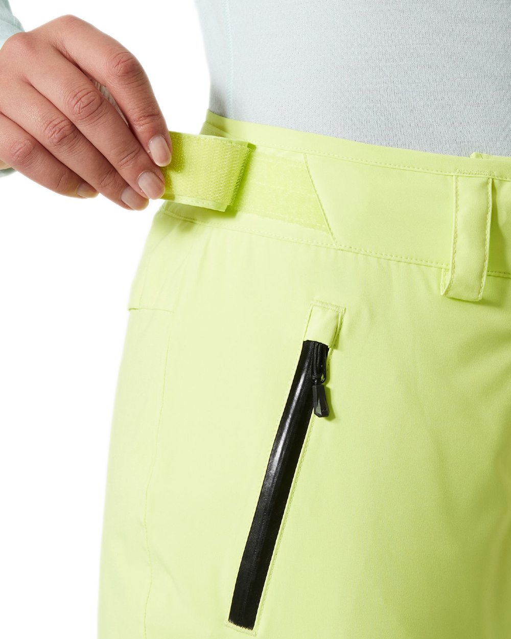 Sunny Lime Coloured Helly Hansen Womens Legendary Insulated Ski Pants on white background 