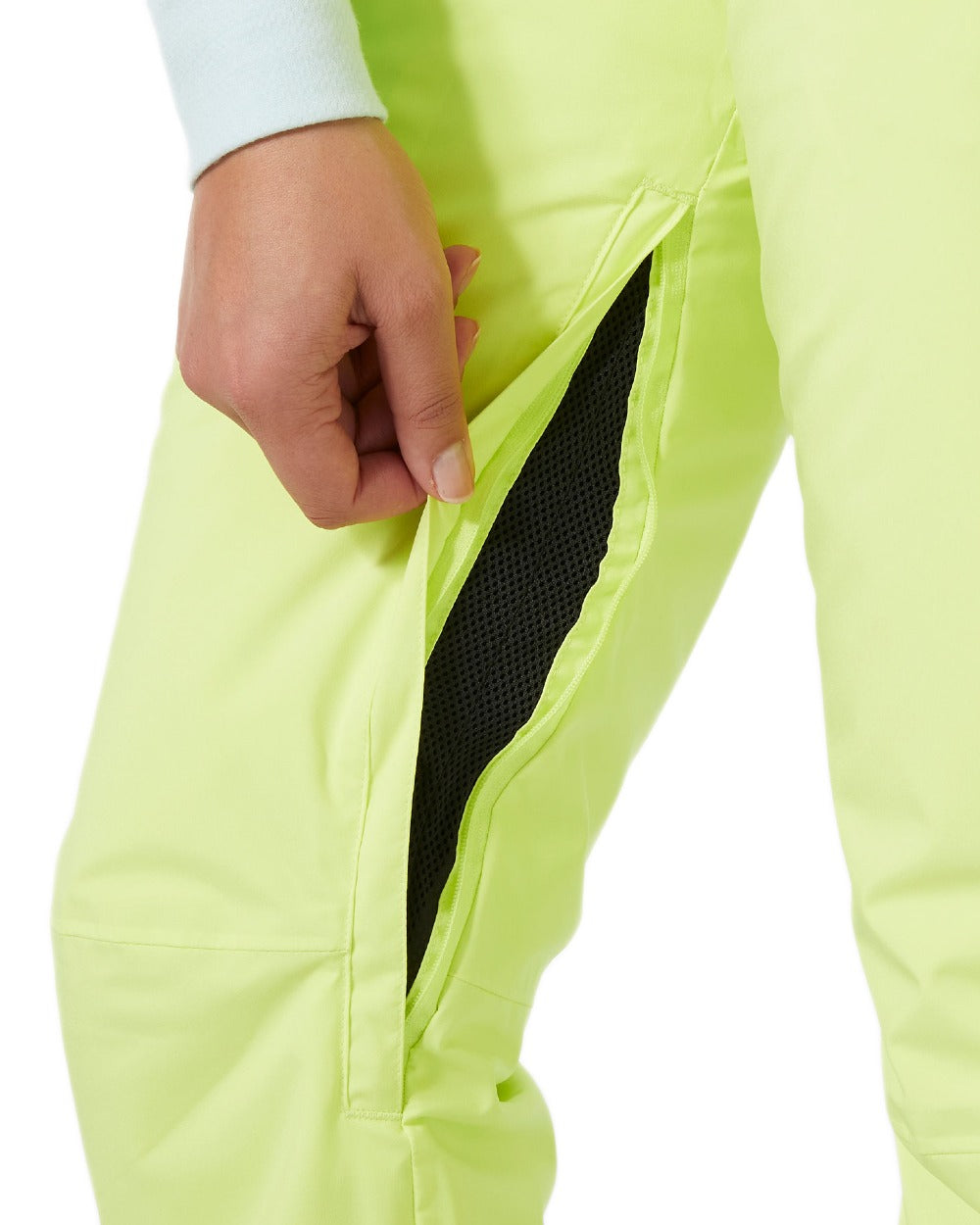 Sunny Lime Coloured Helly Hansen Womens Legendary Insulated Ski Pants on white background 