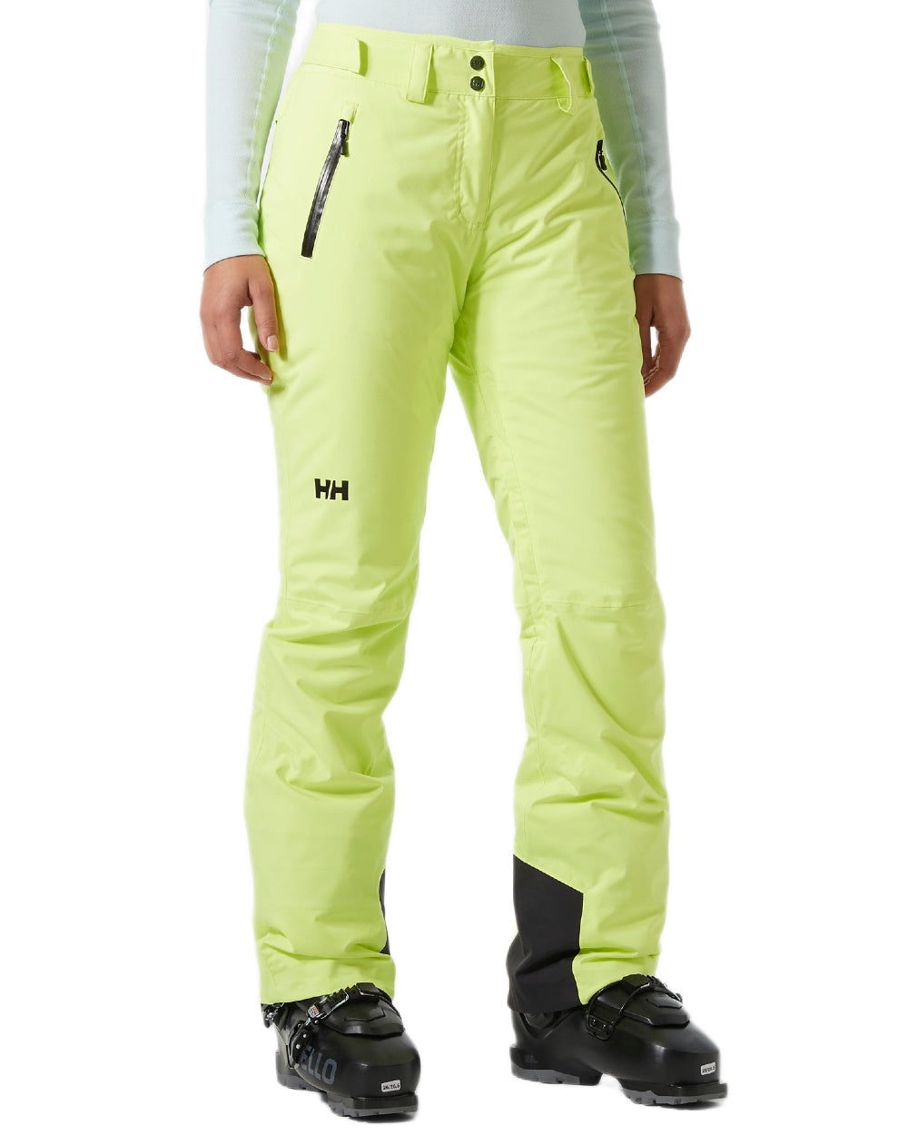 Sunny Lime Coloured Helly Hansen Womens Legendary Insulated Ski Pants on white background 