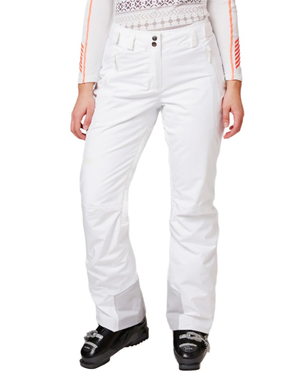 White Coloured Helly Hansen Womens Legendary Insulated Ski Pants on white background 