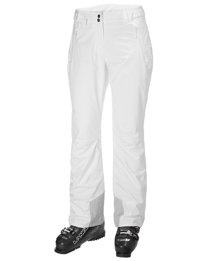 White Coloured Helly Hansen Womens Legendary Insulated Ski Pants on white background 