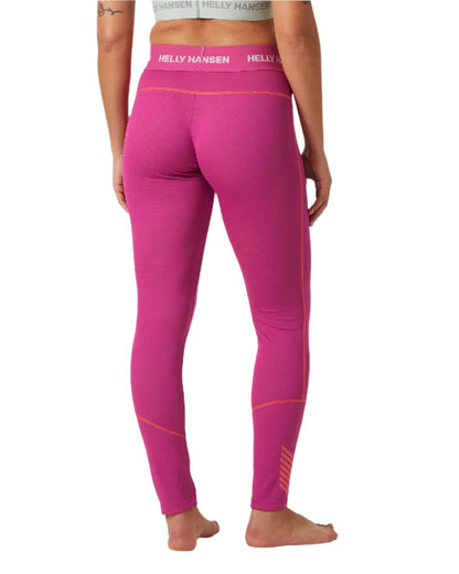 Magenta 2 Coloured Helly Hansen Womens Lifa Active Base Layer Pants on white background 