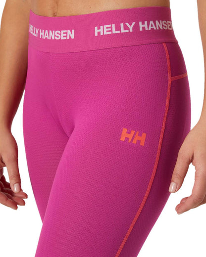 Magenta 2 Coloured Helly Hansen Womens Lifa Active Base Layer Pants on white background 