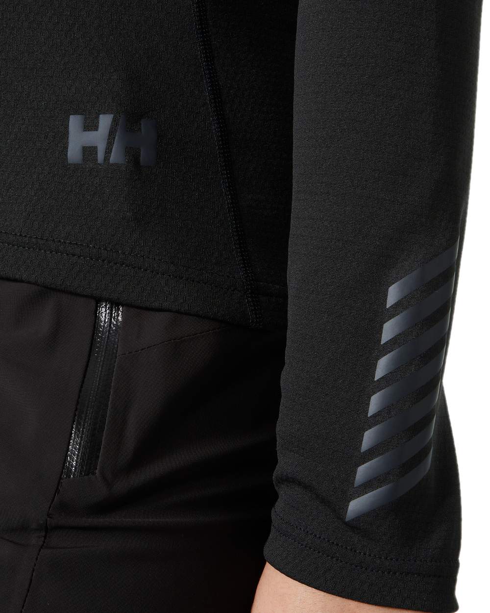 Black Coloured Helly Hansen Womens Lifa Active Crew Base Layer on white background 