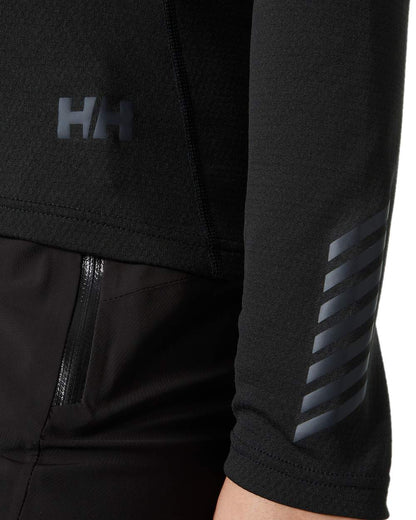 Black Coloured Helly Hansen Womens Lifa Active Crew Base Layer on white background 