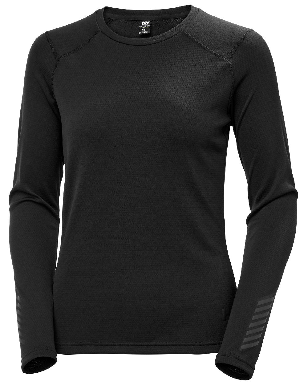 Black Coloured Helly Hansen Womens Lifa Active Crew Base Layer on white background 