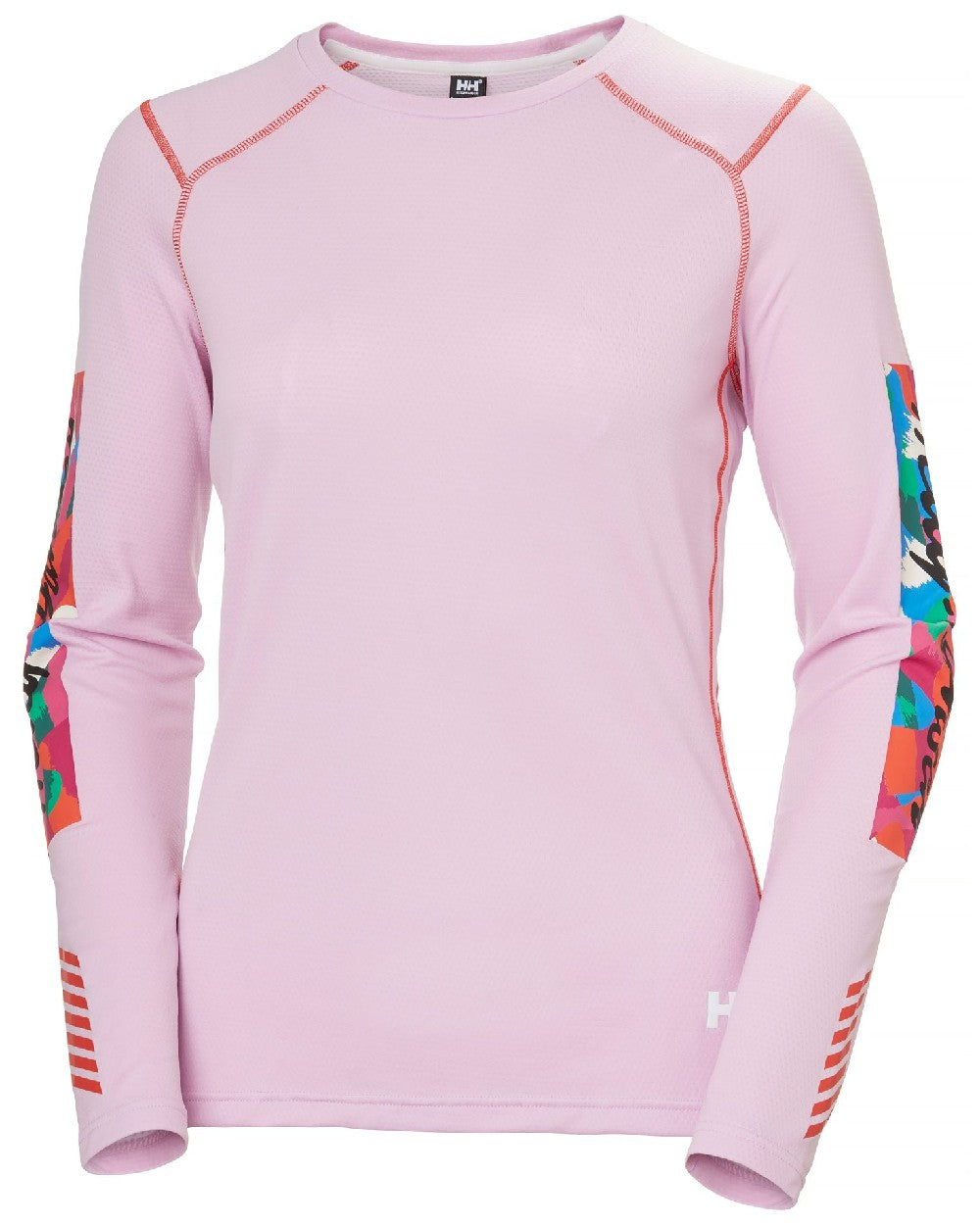 Cherry Blossom Apres Print Coloured Helly Hansen Womens Lifa Active Crew Base Layer on white background 