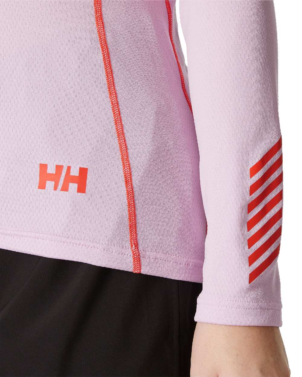 Cherry Blossom Coloured Helly Hansen Womens Lifa Active Crew Base Layer on white background 