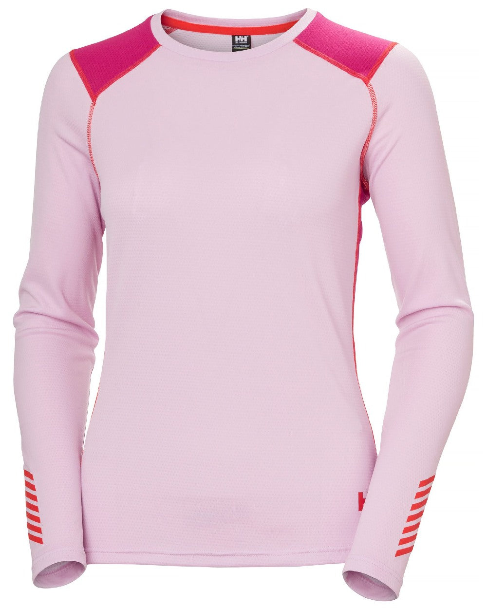 Cherry Blossom Coloured Helly Hansen Womens Lifa Active Crew Base Layer on white background 