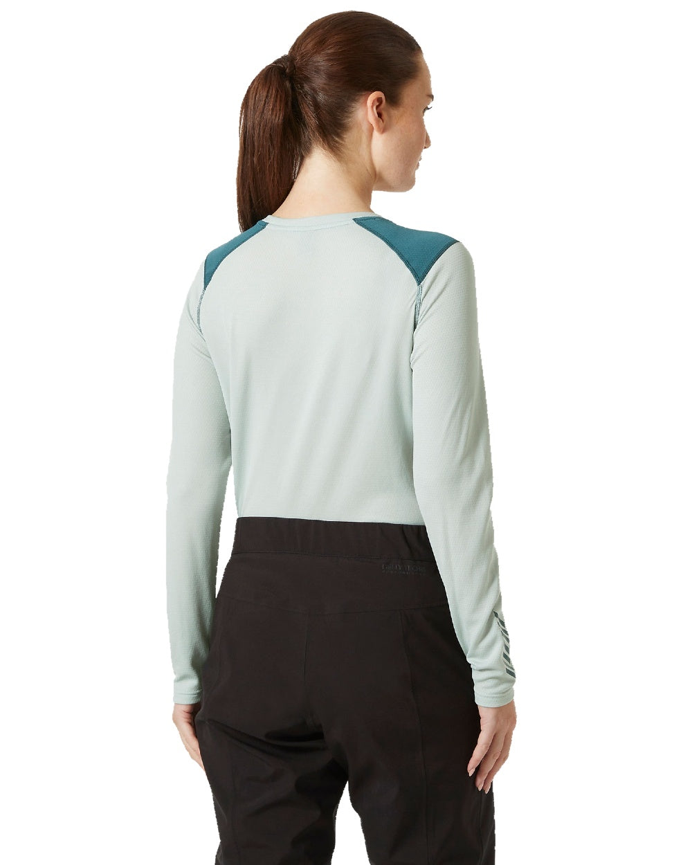 Green Mist Coloured Helly Hansen Womens Lifa Active Crew Base Layer on white background 