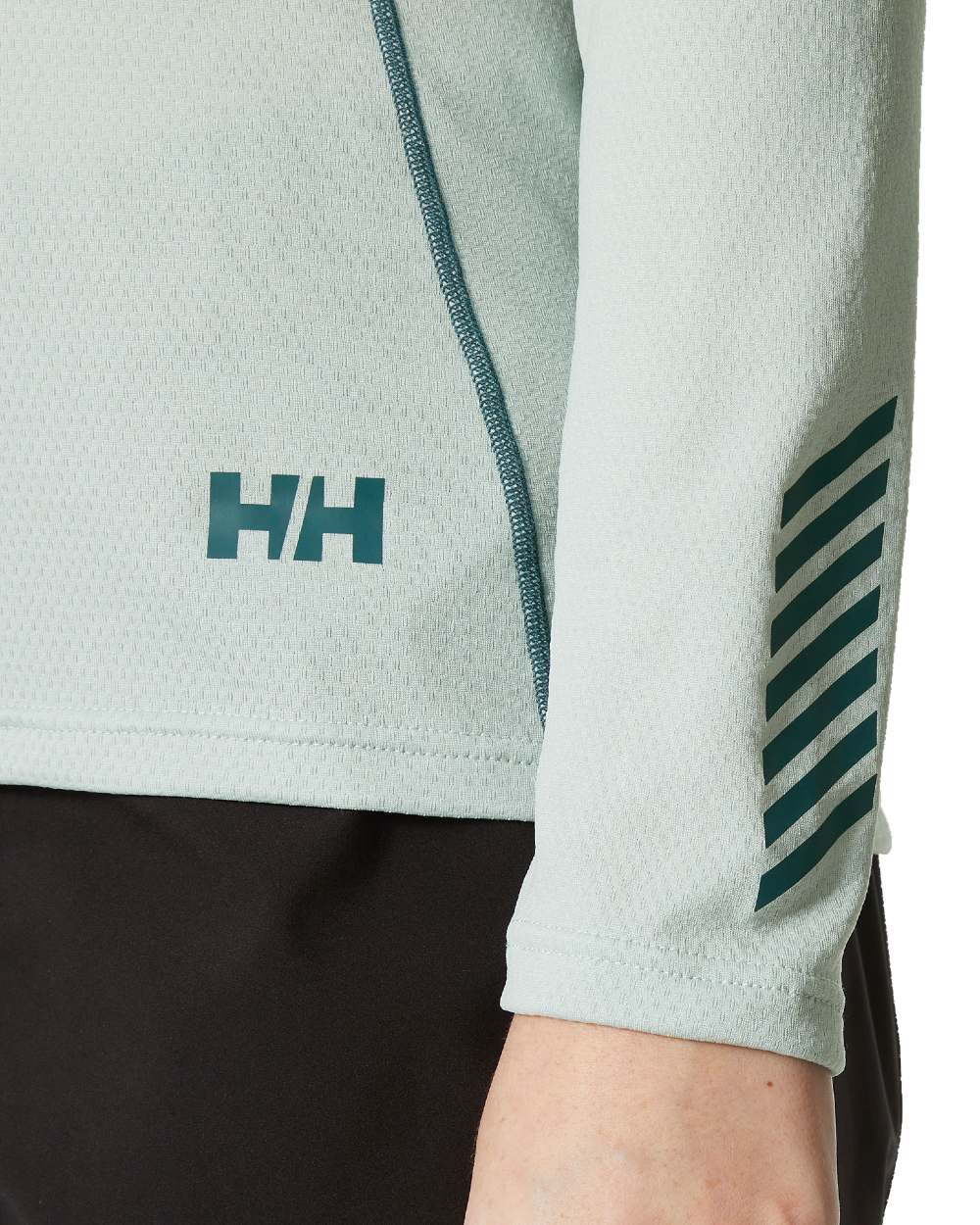 Green Mist Coloured Helly Hansen Womens Lifa Active Crew Base Layer on white background 