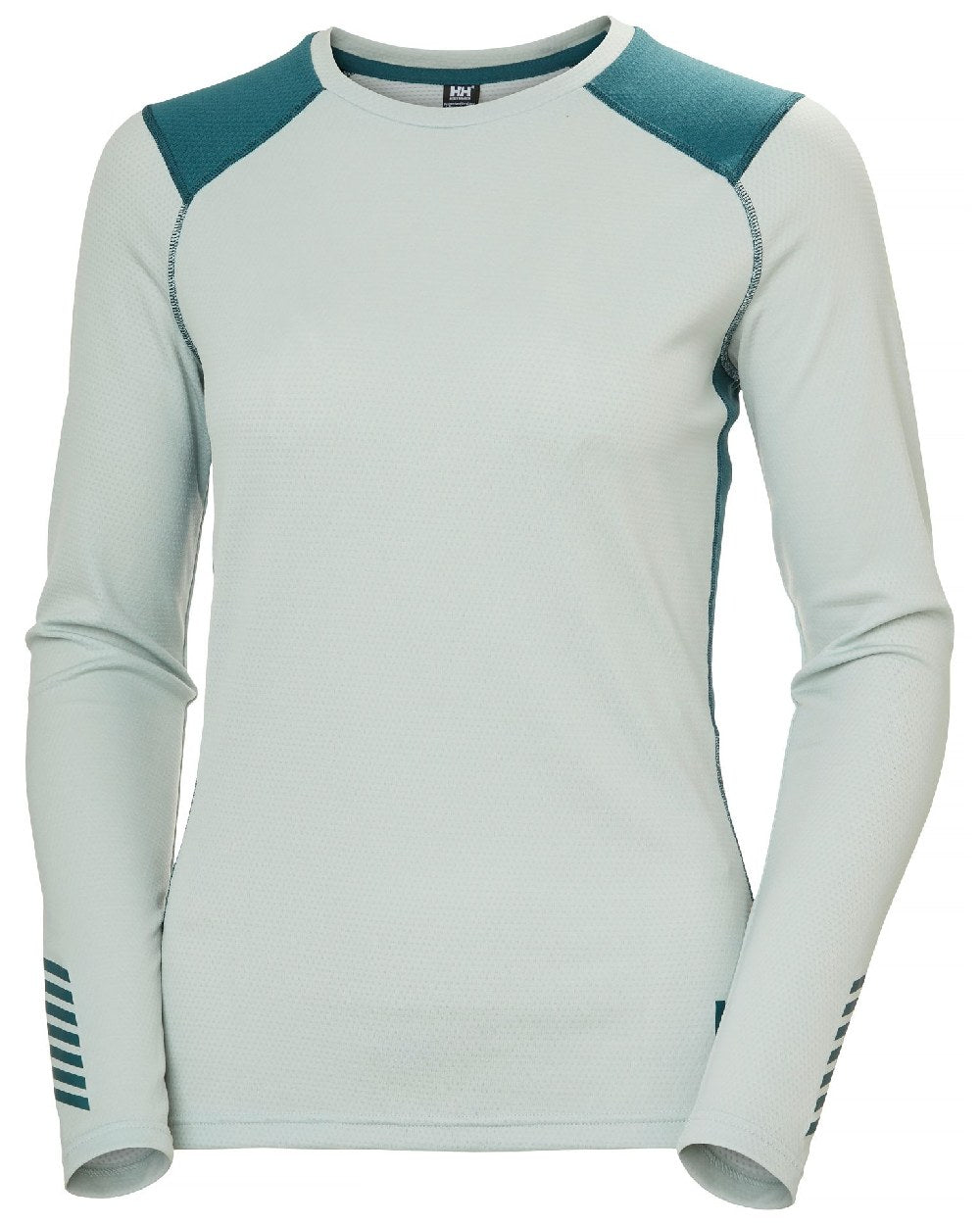 Green Mist Coloured Helly Hansen Womens Lifa Active Crew Base Layer on white background 