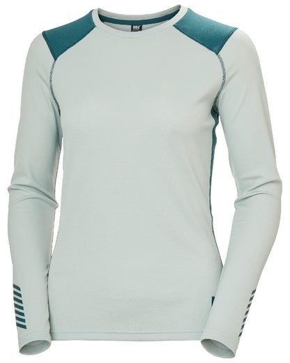 Green Mist Coloured Helly Hansen Womens Lifa Active Crew Base Layer on white background 