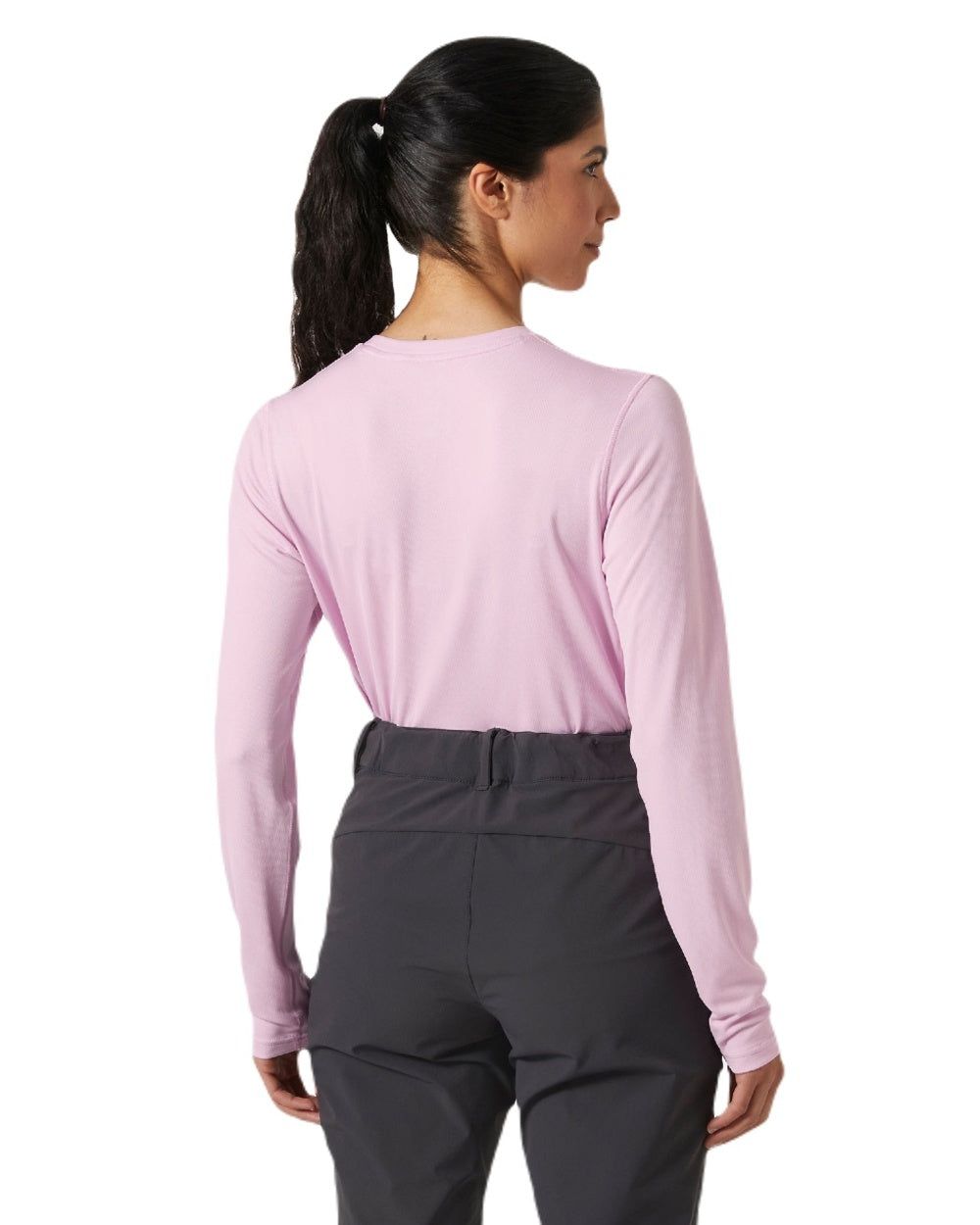 Cherry Blossom coloured Helly Hansen Womens Lifa Active Solen Long Sleeve Base Layer on white background 
