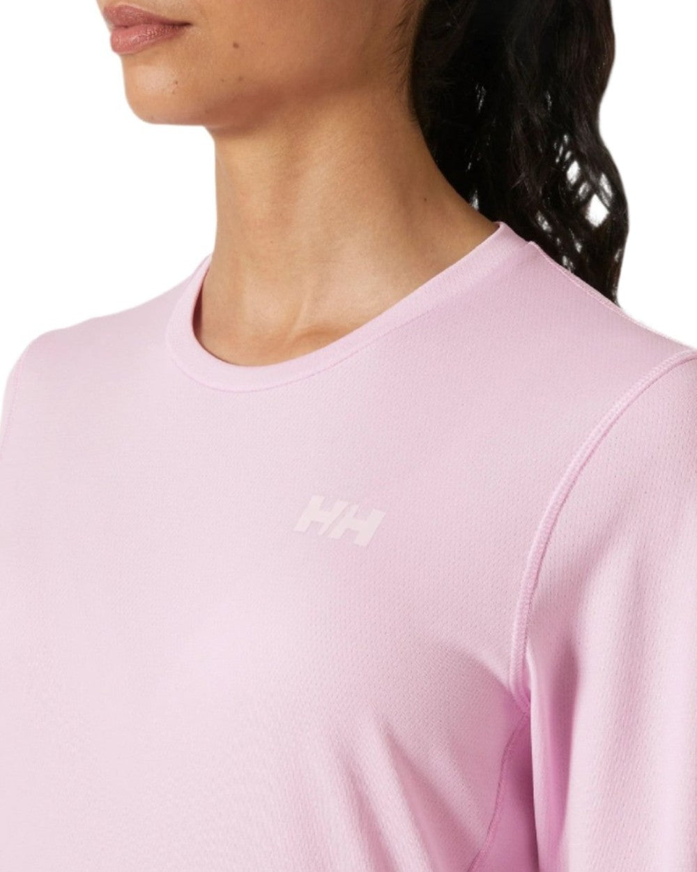 Cherry Blossom coloured Helly Hansen Womens Lifa Active Solen Long Sleeve Base Layer on white background 