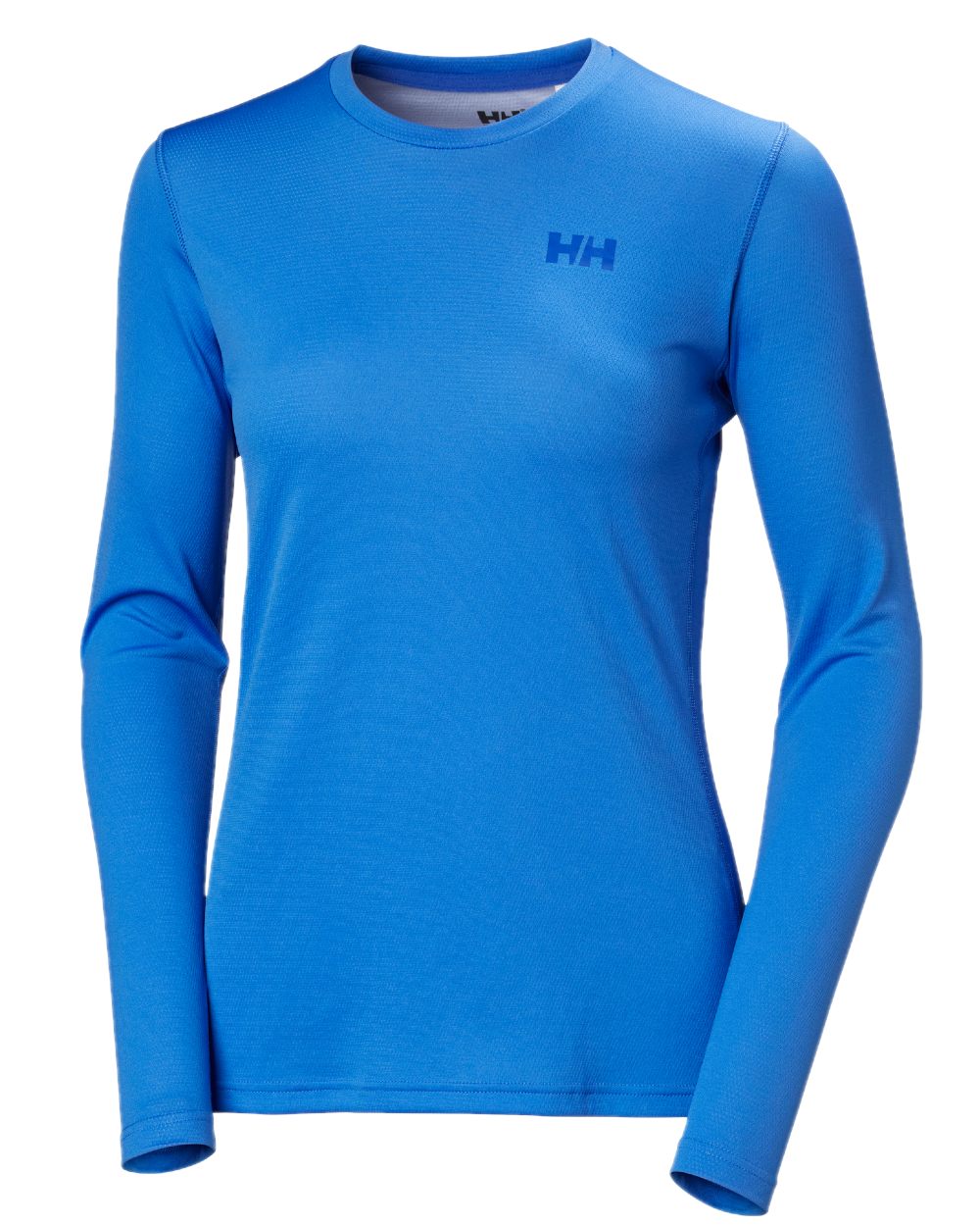 Ultra Blue Coloured Helly Hansen Womens Lifa Active Solen Long Sleeve Base Layer on white background 