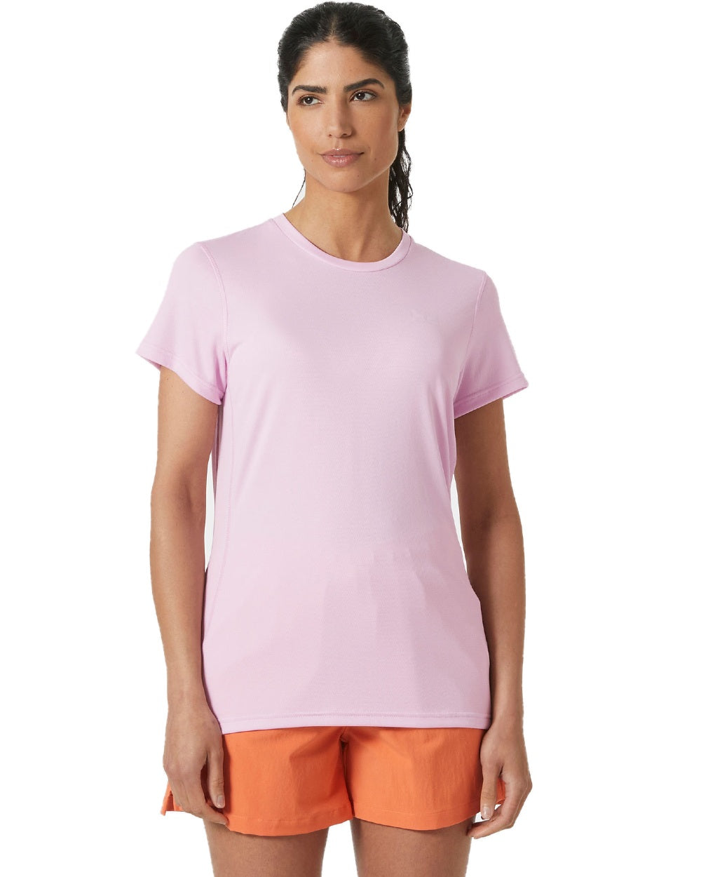 Cherry Blossom coloured Helly Hansen Womens Lifa Active Solen T-Shirt on white background 