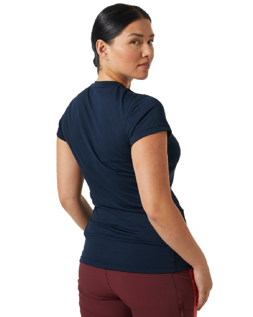 Navy Blossom coloured Helly Hansen Womens Lifa Active Solen T-Shirt on white background 