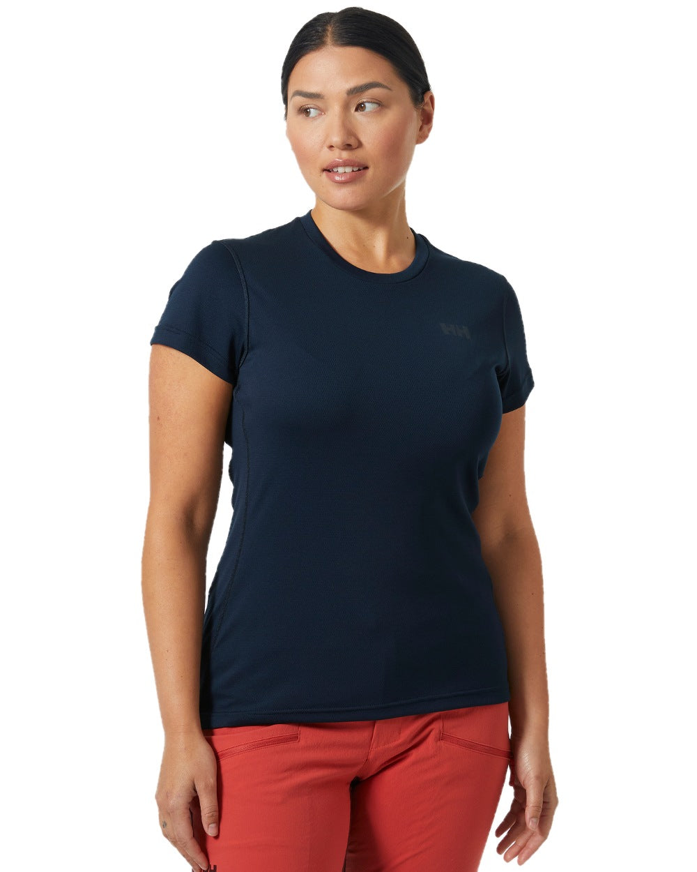 Navy Blossom coloured Helly Hansen Womens Lifa Active Solen T-Shirt on white background 
