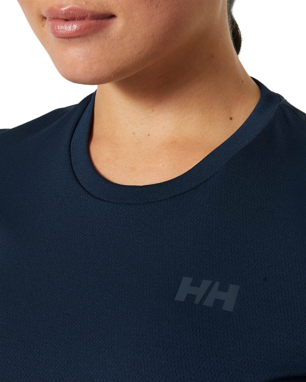 Navy Blossom coloured Helly Hansen Womens Lifa Active Solen T-Shirt on white background 