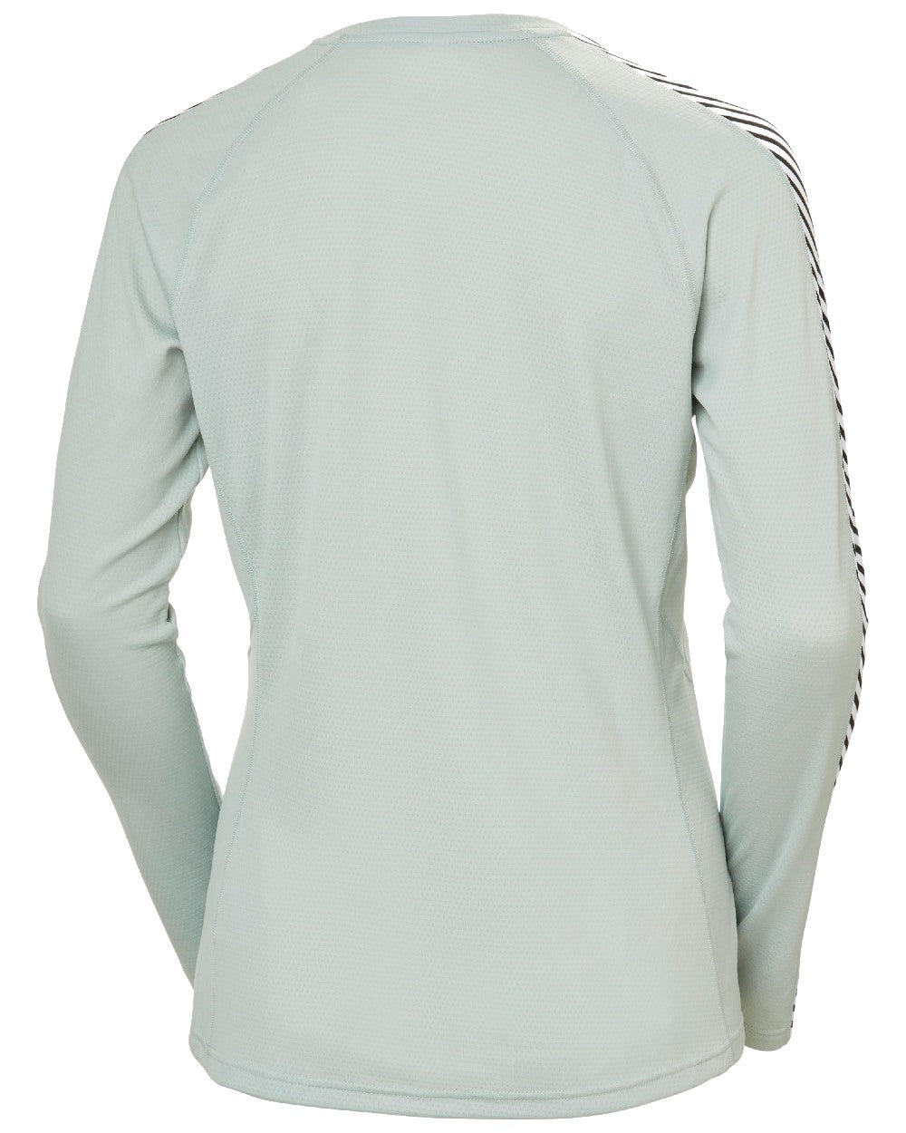 Green Mist Coloured Helly Hansen Womens Lifa Active Stripe Crew Base Layer on white background 