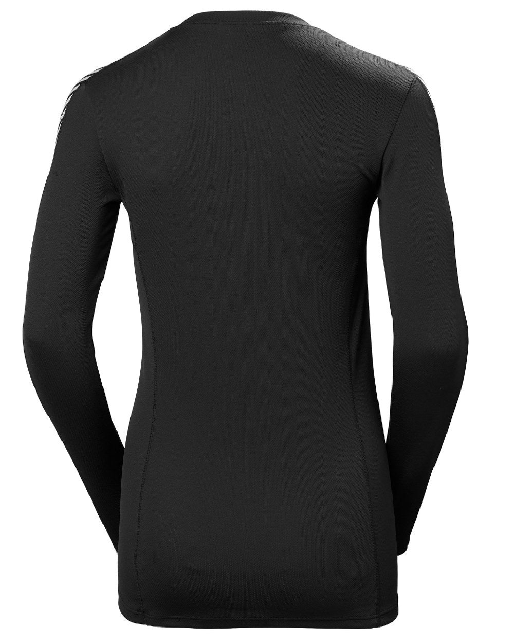 Black Coloured Helly Hansen Womens Lifa Long Sleeve Crew Base Layer on white background 