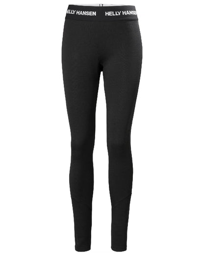 Black Coloured Helly Hansen Womens Lifa Merino Midweight 2-In-1 Base Layer Pants on white background 