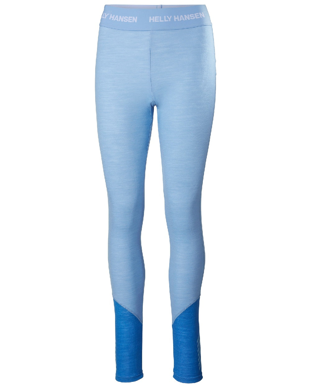 Bright Blue Coloured Helly Hansen Womens Lifa Merino Midweight 2-In-1 Base Layer Pants on white background 