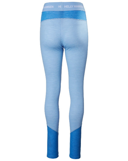 Bright Blue Coloured Helly Hansen Womens Lifa Merino Midweight 2-In-1 Base Layer Pants on white background 