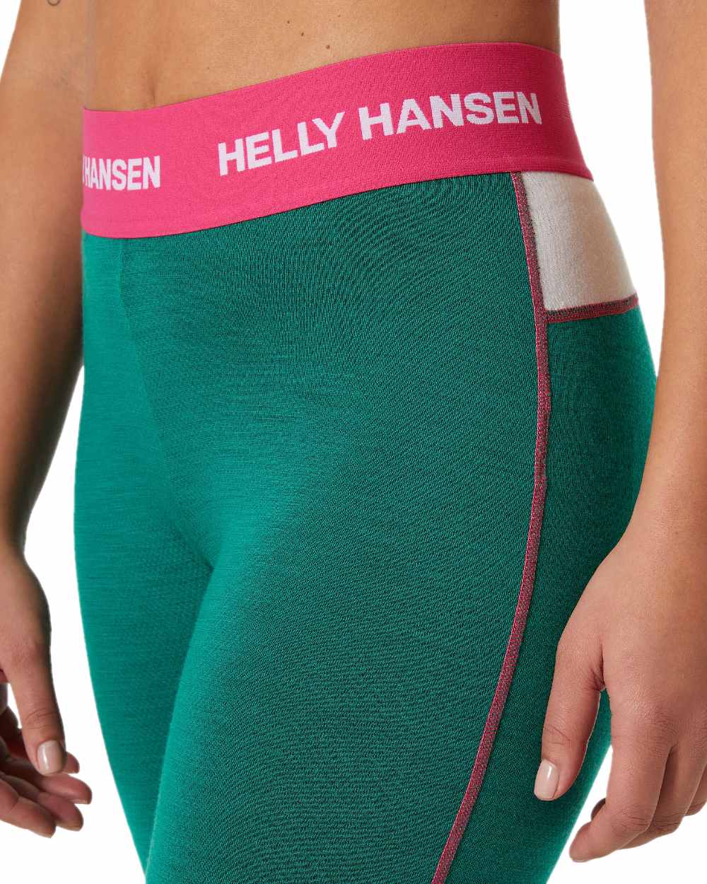 Emerald Coloured Helly Hansen Womens Lifa Merino Midweight 2-In-1 Base Layer Pants on white background 